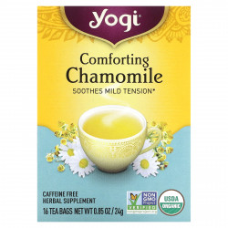 Yogi Tea, успокаивающая ромашка, без кофеина, 16 чайных пакетиков, 24 г (0,85 унции)
