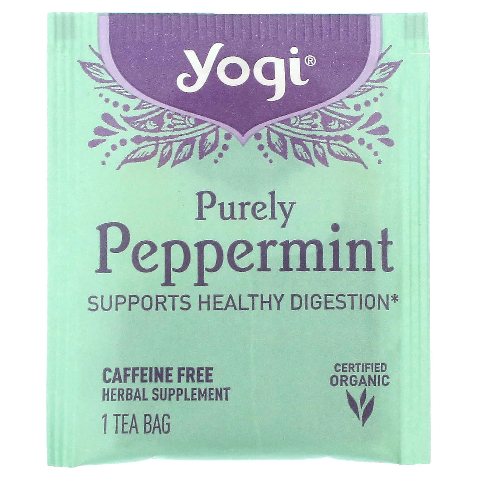 Yogi Tea, Purely Peppermint, без кофеина, 16 чайных пакетиков, 24 г (0,85 унции)