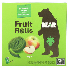 Bear, фруктовые рулеты, яблоко, 5 упаковок, по 20 г (0,7 унции)