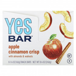 Yes Bar, Snack Bar, хрустящий с яблоком и корицей, 6 батончиков по 40 г (1,4 унции)