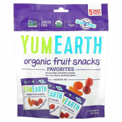 YumEarth, Органические фруктовые снеки, 5 упаковок, вес каждой 19,8 г (0,7 унции)