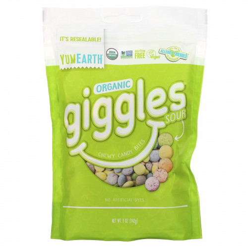 YumEarth, Organic Giggles, органические конфеты, кислые, 142 г (5 унций)
