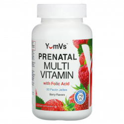 YumV's, Мультивитамины для беременных с фолиевой кислотой, малина, 90 желе с пектином