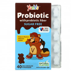 YumV's, пробиотик с пребиотической клетчаткой, молочный шоколад, без сахара, 40 мишек