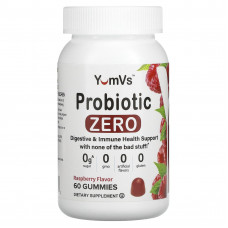 YumV's, Пробиотик ноль, малина, 60 жевательных таблеток