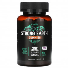 YumV's, Strong Earth, жевательные мармеладки, цинк, максимальная сила действия, ягоды, 25 мг, 60 жевательных таблеток