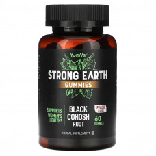 YumV's, Strong Earth, жевательные мармеладки, корень черного кохоша, персик, 60 жевательных таблеток