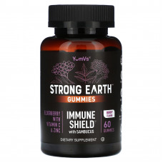 YumV's, Strong Earth, жевательные таблетки Immune Shield с самбукусом, ягодами, 60 жевательных таблеток