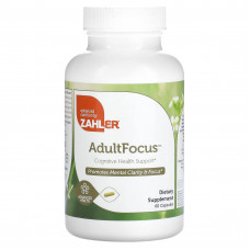 Zahler, AdultFocus, добавка для поддержки когнитивных функций и концентрации внимания, 60 капсул