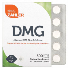 Zahler, Advanced DMG, Dimethylglycine, 500 mg, 90 Chewable Tablets