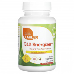 Zahler, B12 Energizer, витамин B12 и фолиевая кислота, натуральная вишня, 180 пастилок