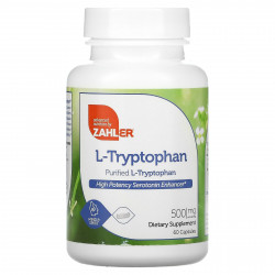 Zahler, L-триптофан, очищенный L-триптофан, 500 мг, 60 капсул