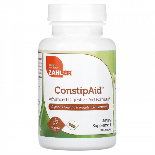 Zahler, ConstipAid, добавка для улучшения пищеварения, поддерживает здоровое и регулярное очищение кишечника, 60 капсул