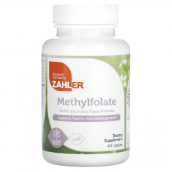 Zahler, метилфолат, стабильный и активный фолат, способствует здоровому развитию плода, 120 капсул