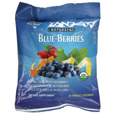 Zand, Naturals, органические синие ягоды, 18 пастилок для горла