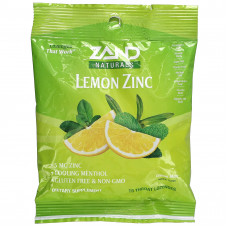 Zand, Naturals, лимон и цинк, лимон и мята, 15 пастилок для горла