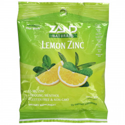 Zand, Naturals, лимон и цинк, лимон и мята, 15 пастилок для горла
