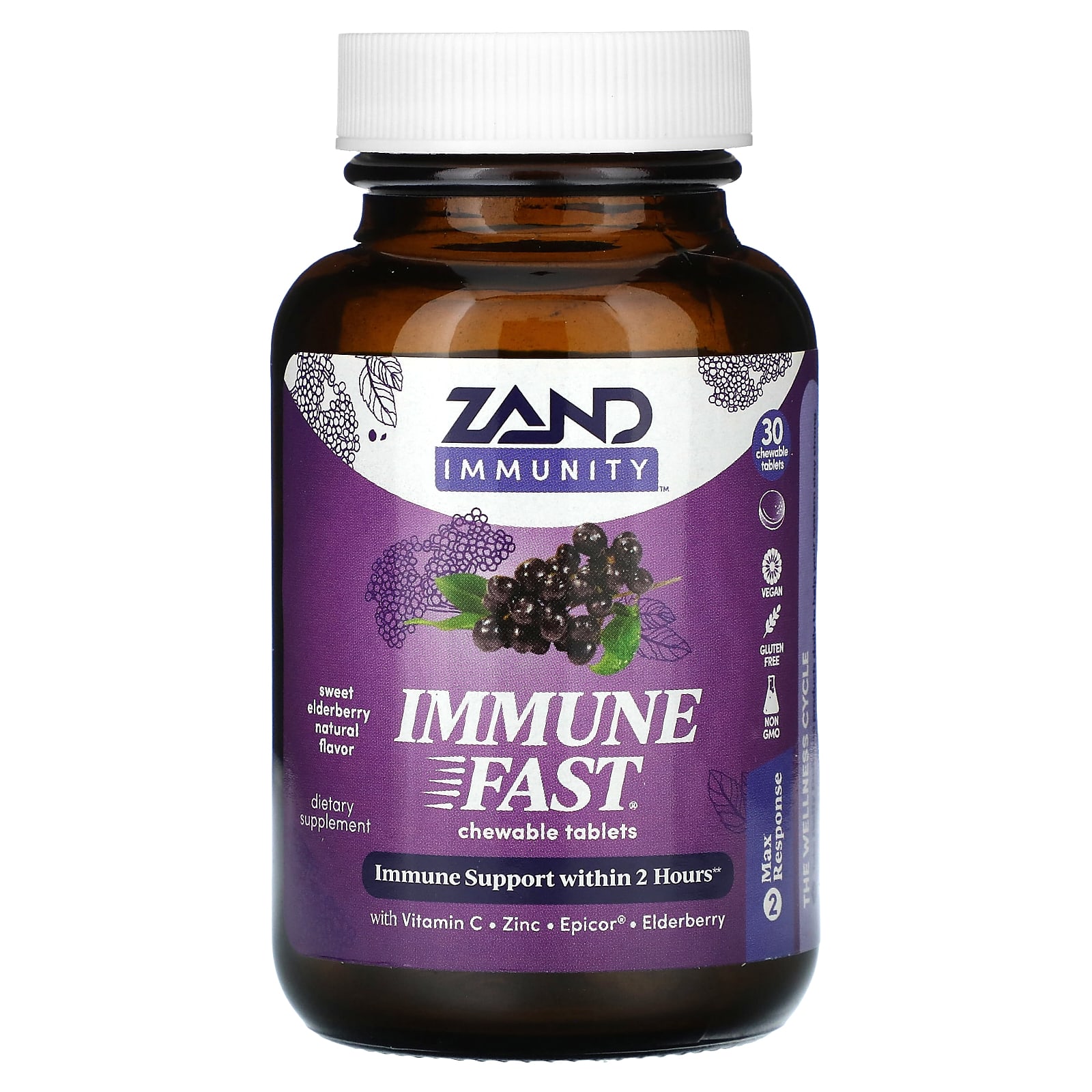 Zand, Immunity, Immune Fast, сладкая бузина, 30 жевательных таблеток