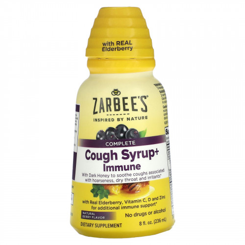 Zarbee's, Комплексная добавка, сироп от кашля и средство для укрепления иммунитета, натуральный ягодный вкус, 236 мл