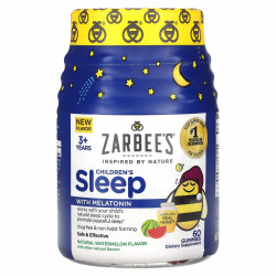 Zarbee's, Детские жевательные мармеладки для сна, для детей от 3 лет, натуральный арбуз, 60 жевательных таблеток