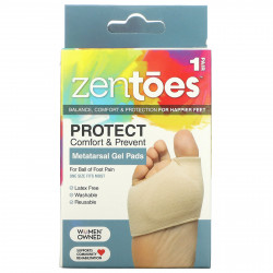 ZenToes, Гелевые подушечки для плюсны, от боли в стопе, универсальный размер, 1 пара