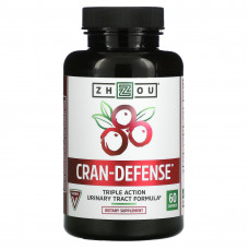 Zhou Nutrition, Cran-Defense, добавка для поддержки мочевыводящих путей, 60 капсул