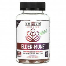 Zhou Nutrition, Максимальная сила Elder-Mune, бузина, 60 веганских жевательных таблеток