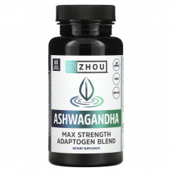 Zhou Nutrition, Ашваганда, максимальная эффективность, 1200 мг, 60 растительных капсул