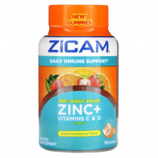 Zicam, Цинк и витамины C и D, цитрусовая и клубника, 70 жевательных таблеток (Товар снят с продажи) 