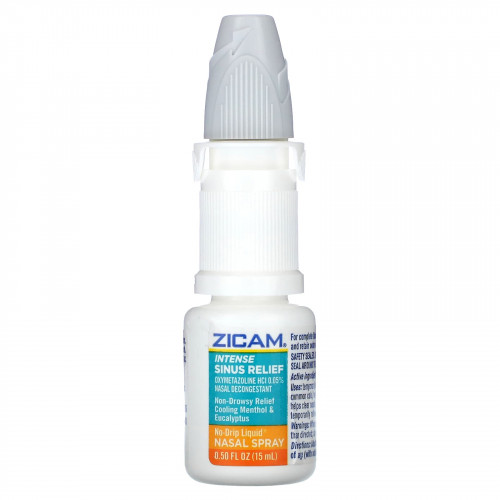 Zicam, Intense Sinus Relief, жидкий спрей для носа без капель, с охлаждающим ментолом и эвкалиптом, 15 мл (0,5 жидк. Унции)