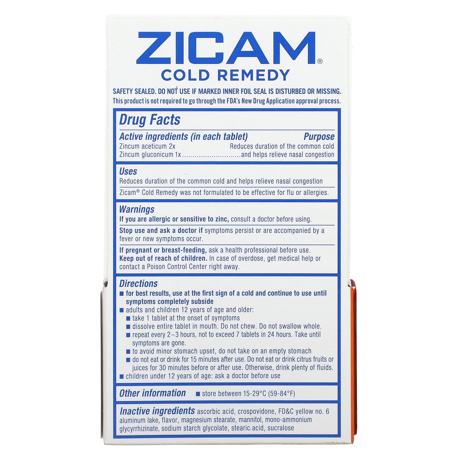 Zicam, Cold Remedy, RapidMelts, цитрус, 25 быстрорастворимых таблеток