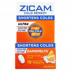 Zicam, Ultra Cold Remedy, RapidMelts, апельсиновый крем, 18 быстрорастворимых таблеток