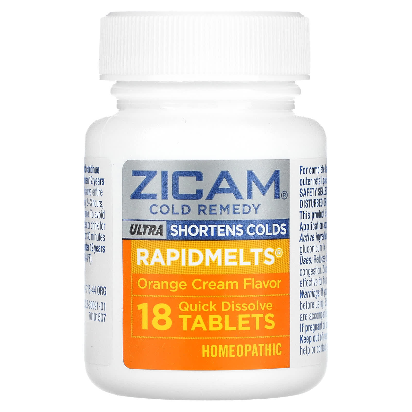 Zicam, Ultra Cold Remedy, RapidMelts, апельсиновый крем, 18 быстрорастворимых таблеток