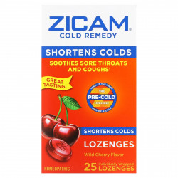 Zicam, Средство от простуды, леденцы, дикая вишня, 25 леденцов в индивидуальной упаковке