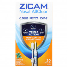 Zicam, Nasal AllClear, очищающее средство для носа с охлаждающим ментолом, 20 тампонов
