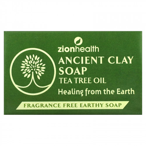 Zion Health, Кусковое мыло из древней глины с маслом чайного дерева, без отдушек, 170 г (6 унций)