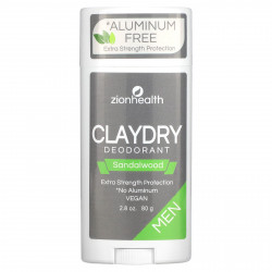 Zion Health, Мужской дезодорант ClayDry, сандал, 80 г (2,8 унции)