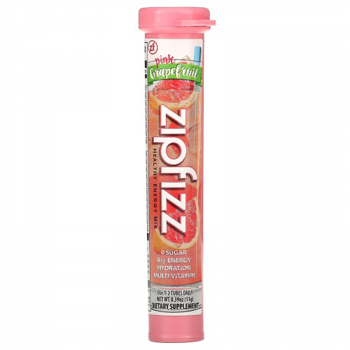 Zipfizz, Энергетическая смесь для здорового спорта с витамином B12, розовый грейпфрут, 20 тюбиков по 11 г (0,39 унции)