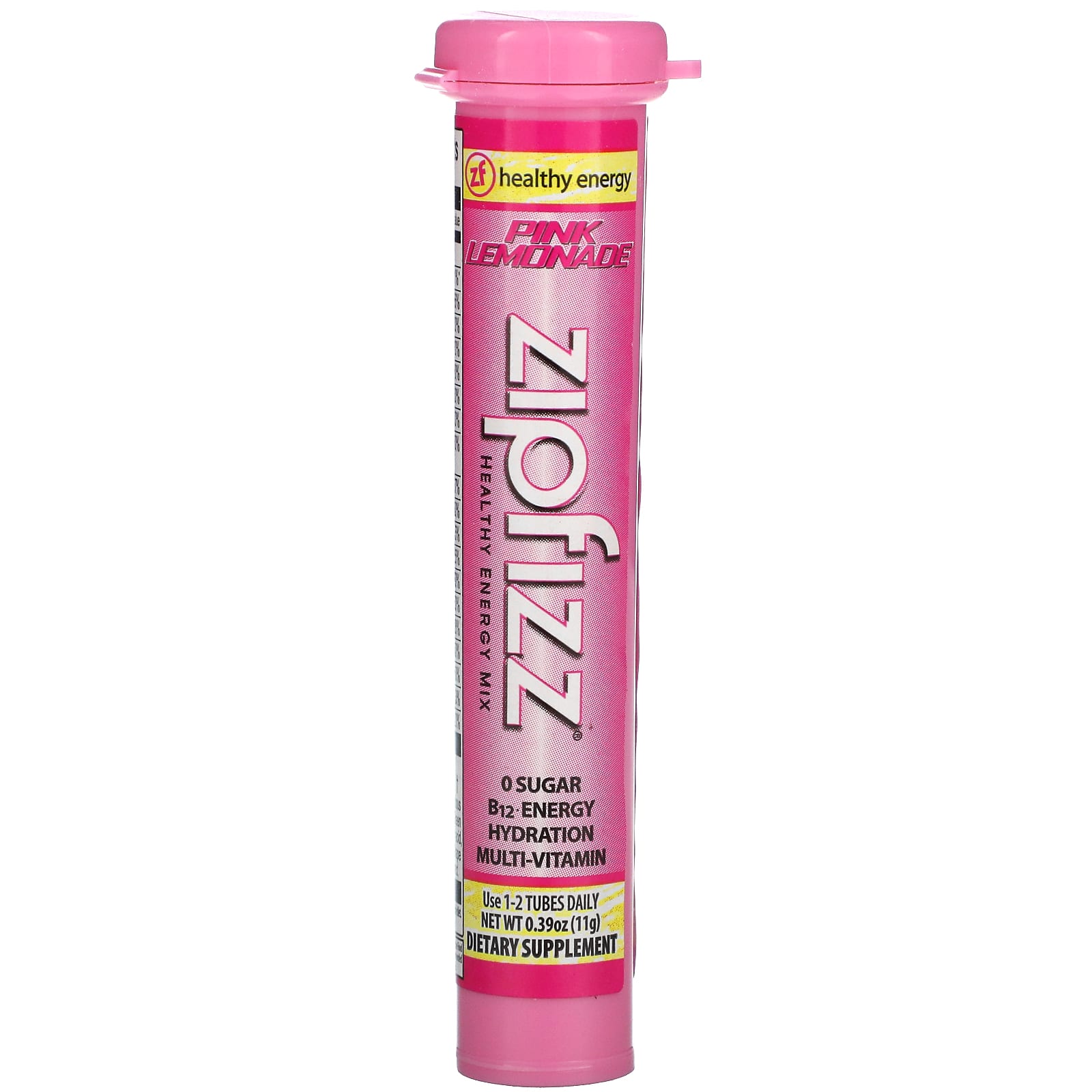 Zipfizz, Энергетическая смесь для здорового спорта с витамином B12, розовый лимонад, 20 тюбиков по 11 г (0,39 унции)