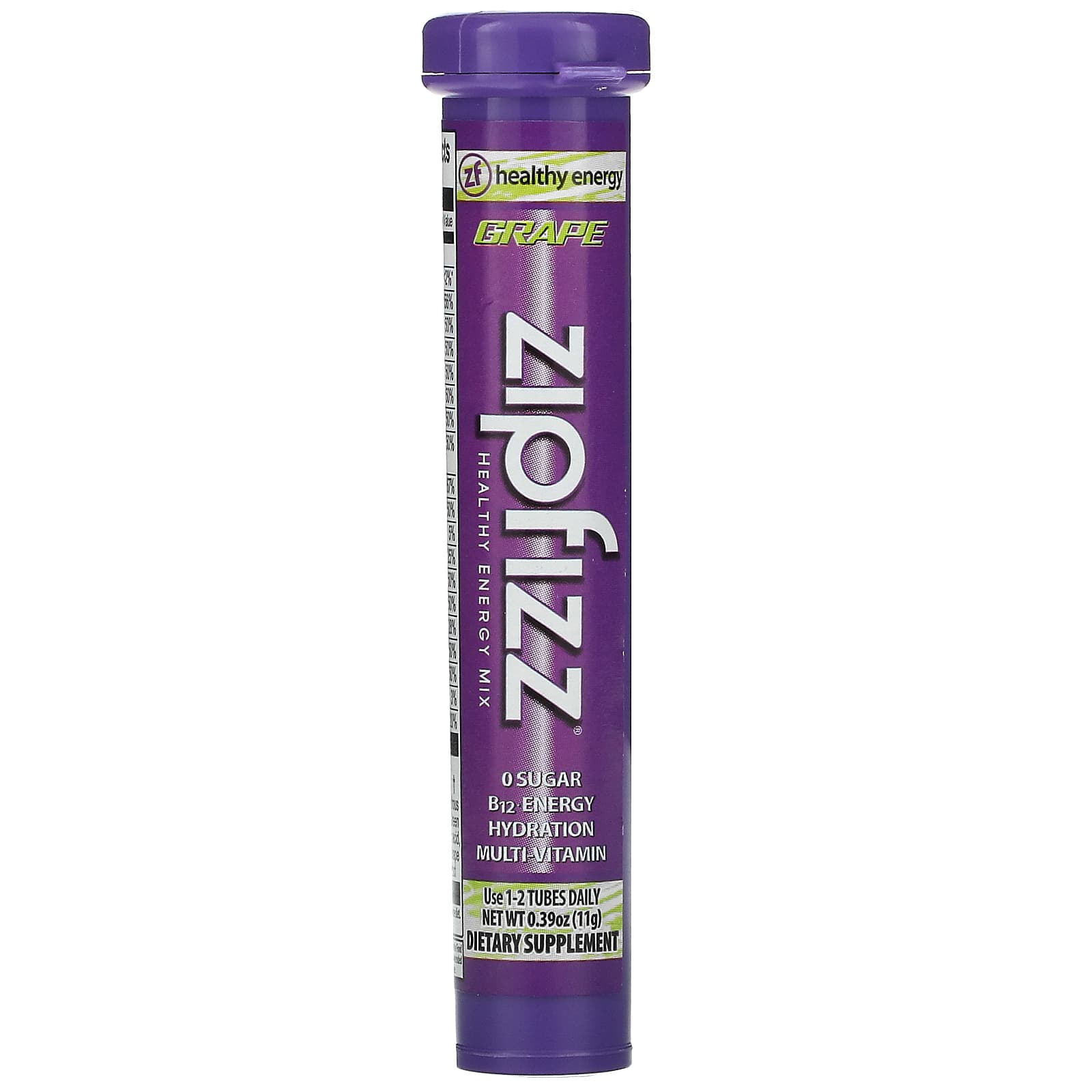 Zipfizz, Энергетическая смесь для здорового спорта с витамином B12, виноград, 20 тюбиков по 11 г (0,39 унции)