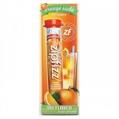 Zipfizz, Energy Drink Mix, апельсиновая сода, 20 тюбиков, 11 г (0,39 унции)