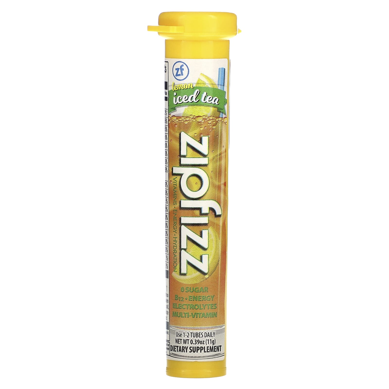 Zipfizz, чай со льдом, здоровая энергетическая смесь с витамином B12, со вкусом лимона, 20 тюбиков по 11 г (0,39 унции)