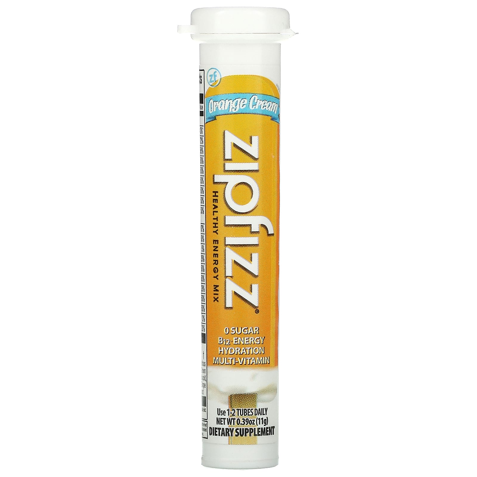 Zipfizz, Энергетическая смесь для здорового спорта с витамином B12, апельсиновый крем, 20 тюбиков по 11 г (0,39 унции)