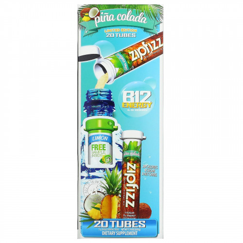 Zipfizz, Healthy Energy, энергетическая добавка с витамином B12, со вкусом пина колады, 20 тюбиков по 11 г (0,39 унции)