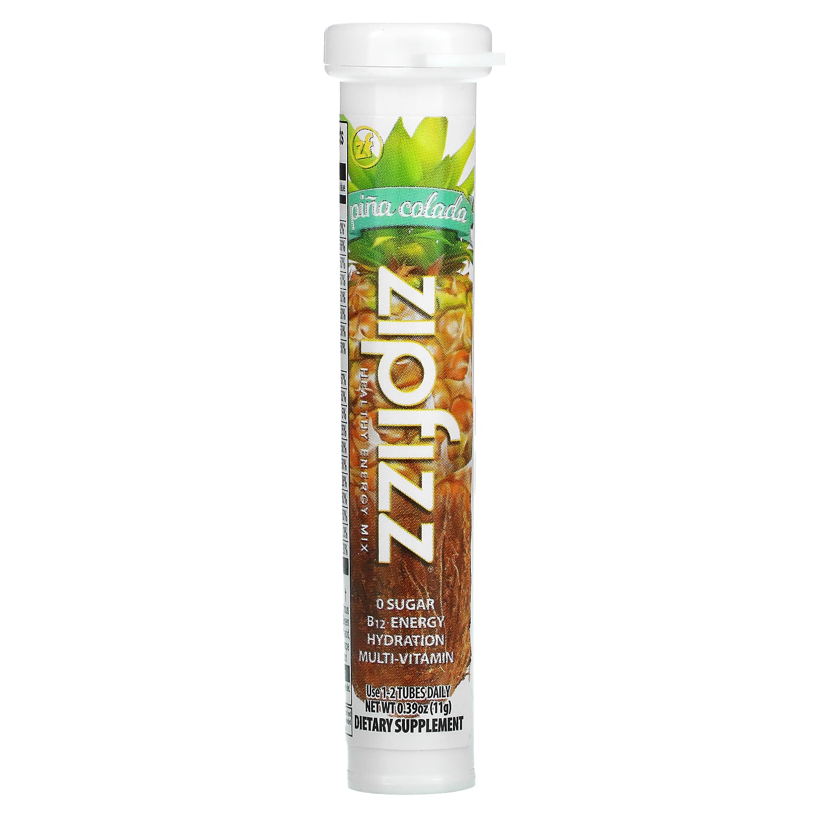 Zipfizz, Healthy Energy, энергетическая добавка с витамином B12, со вкусом пина колады, 20 тюбиков по 11 г (0,39 унции)