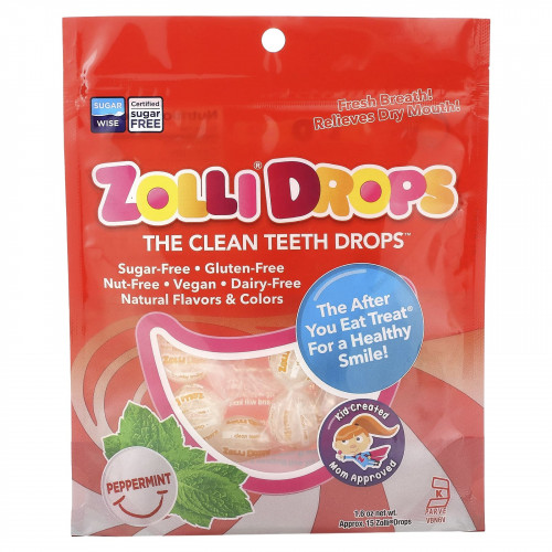 Zollipops, Zolli Drops, капли для очищения зубов, перечная мята, прибл. 15 капель золли, 1,6 унции