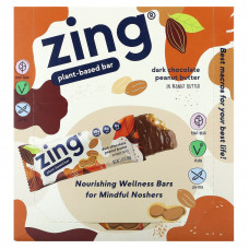 Zing Bars, растительный батончик, темный шоколад с арахисовой пастой, 12 батончиков по 50 г (1,76 унции)