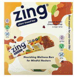 Zing Bars, растительный батончик, арахисовая паста и шоколадная крошка, 12 батончиков по 50 г (1,76 унции)