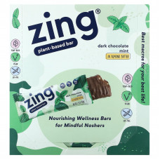 Zing Bars, растительный батончик, темный шоколад, мята и миндальная паста, 12 батончиков по 50 г (1,76 унции)