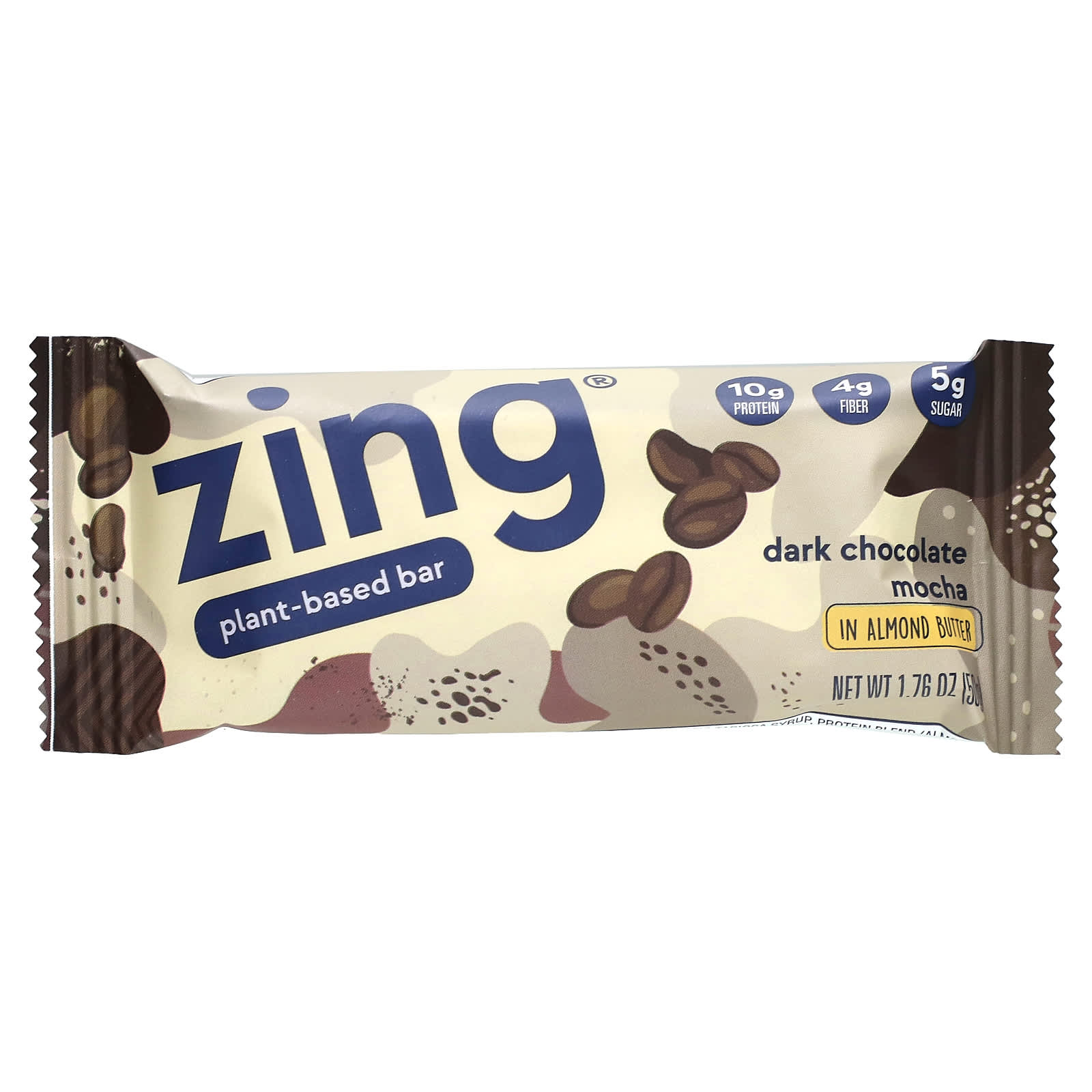 Zing Bars, растительный батончик, темный шоколад мокко с миндальной пастой, 12 батончиков по 50 г (1,76 унции)